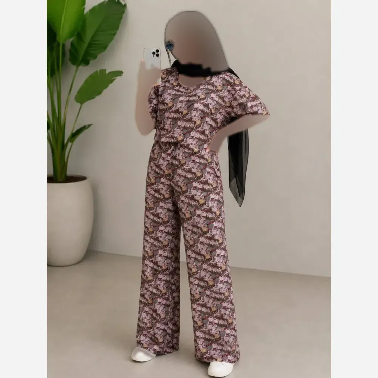 ست تیشرت و شلوار راحتی زنانه نخی فری سایز 38 تا 48