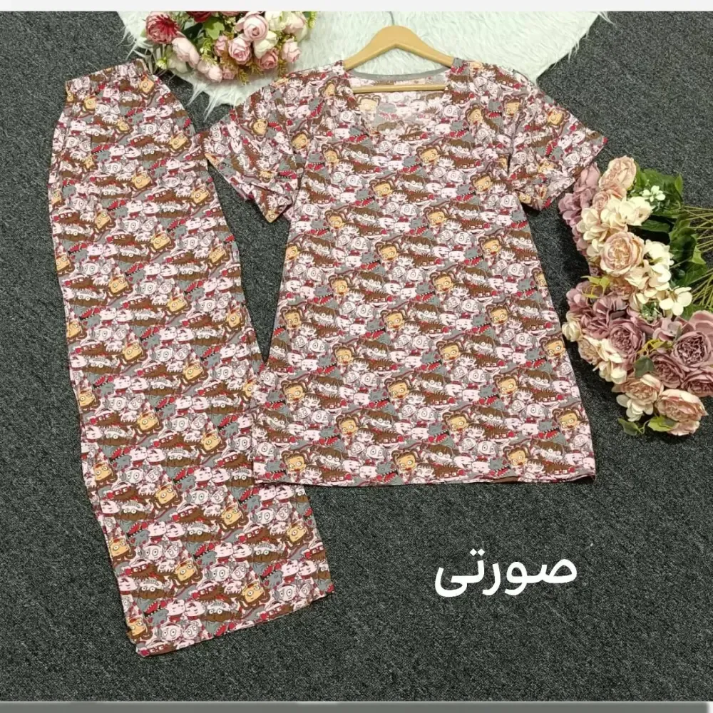 ست تیشرت و شلوار راحتی زنانه نخی فری سایز 38 تا 48