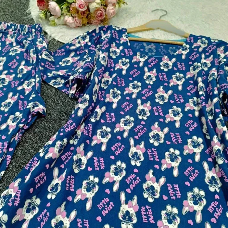 ست تیشرت و شلوار راحتی زنانه نخی فری سایز 38 تا 48