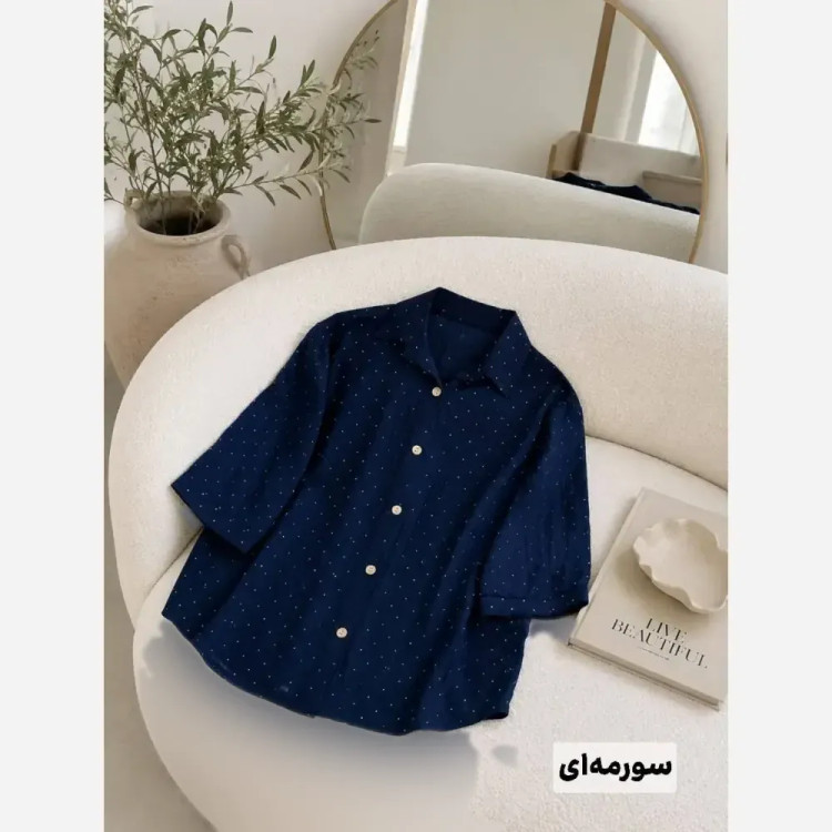 شومیز زنانه نگینی مدل ستاره جنس کوک دوزی نگین کوبی فری سایز 38 تا 46