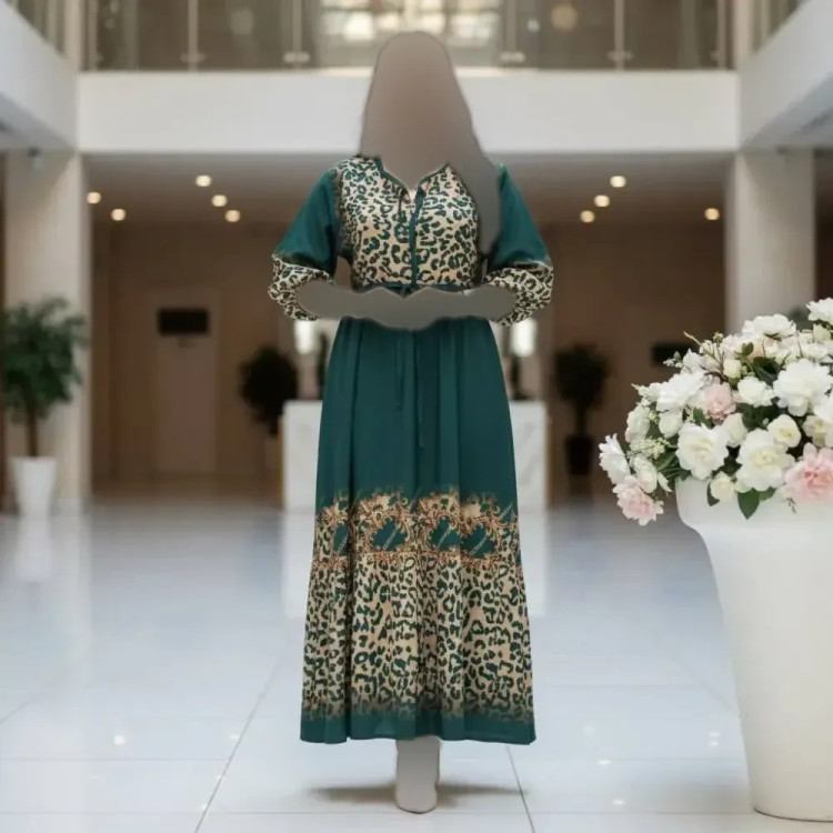 پیراهن ساحلی زنانه طرح پلنگی جنس بوگاتی فری سایز