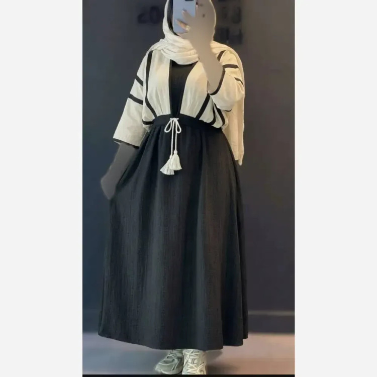 ست کت و سارافن زنانه مدل حدیث جنس شانتون و لنین نچرال سایز 38 تا 46