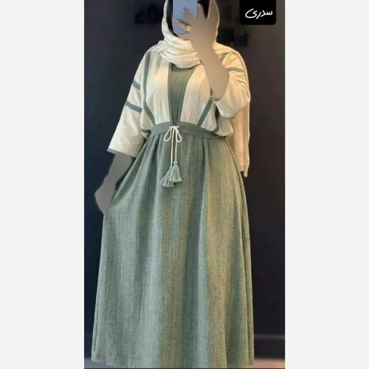 ست کت و سارافن زنانه مدل حدیث جنس شانتون و لنین نچرال سایز 38 تا 46