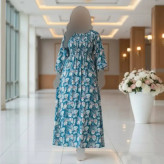 پیراهن ساحلی زنانه نخی طرح برگ فری سایز خنک تابستانه