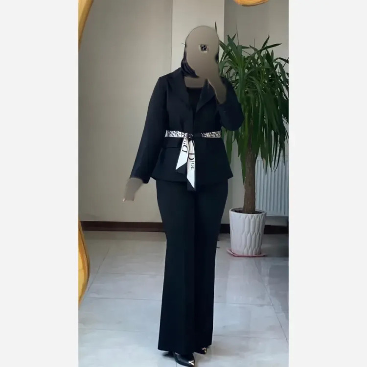 مانتو کتی مزونی کمربند دار جنس بزیاق درجه یک