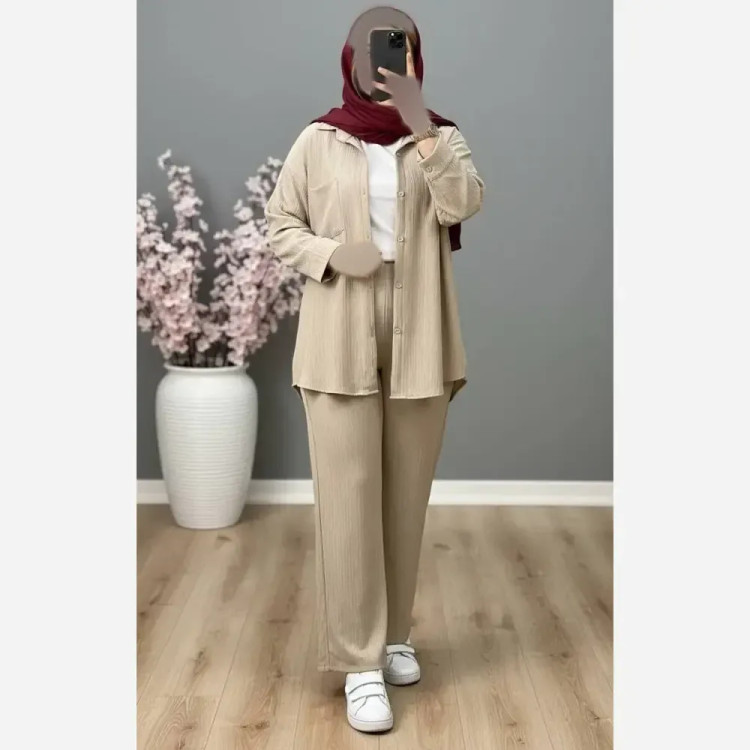 ست شومیز و شلوار زنانه جنس ایوا کراش درجه یک فری سایز 38 تا 46