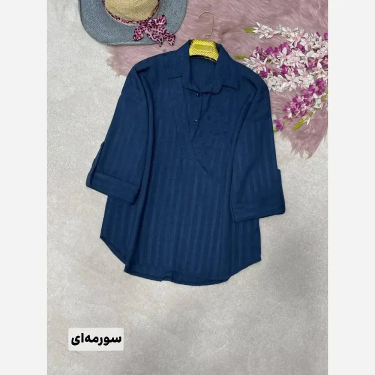 شومیز زنانه یقه هفت مدل تلما جنس شانتون فری سایز 38 تا 46