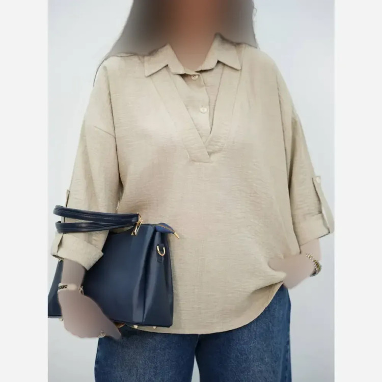شومیز گره ای ساحل جنس کرپ بوگاتی فری سایز 38 تا 48