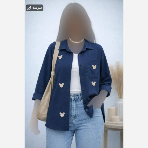 شومیز زنانه لینن راه راه استیکری فری سایز