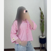 شومیز زنانه لینن راه راه استیکری فری سایز