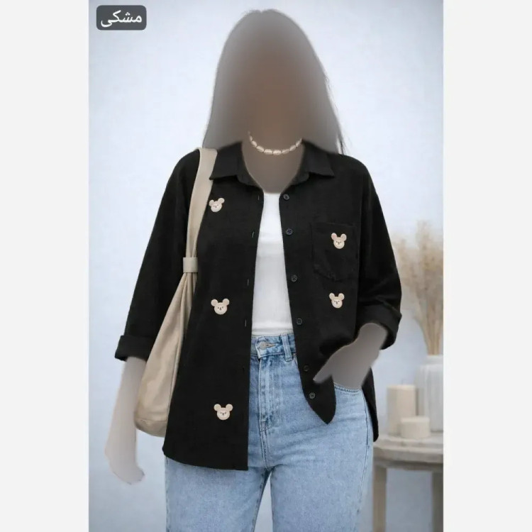 شومیز زنانه لینن راه راه استیکری فری سایز