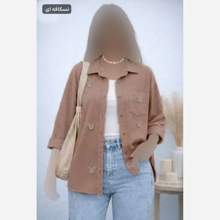 شومیز زنانه لینن راه راه استیکری فری سایز
