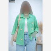 شومیز زنانه لینن راه راه استیکری فری سایز