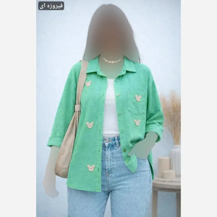 شومیز زنانه لینن راه راه استیکری فری سایز