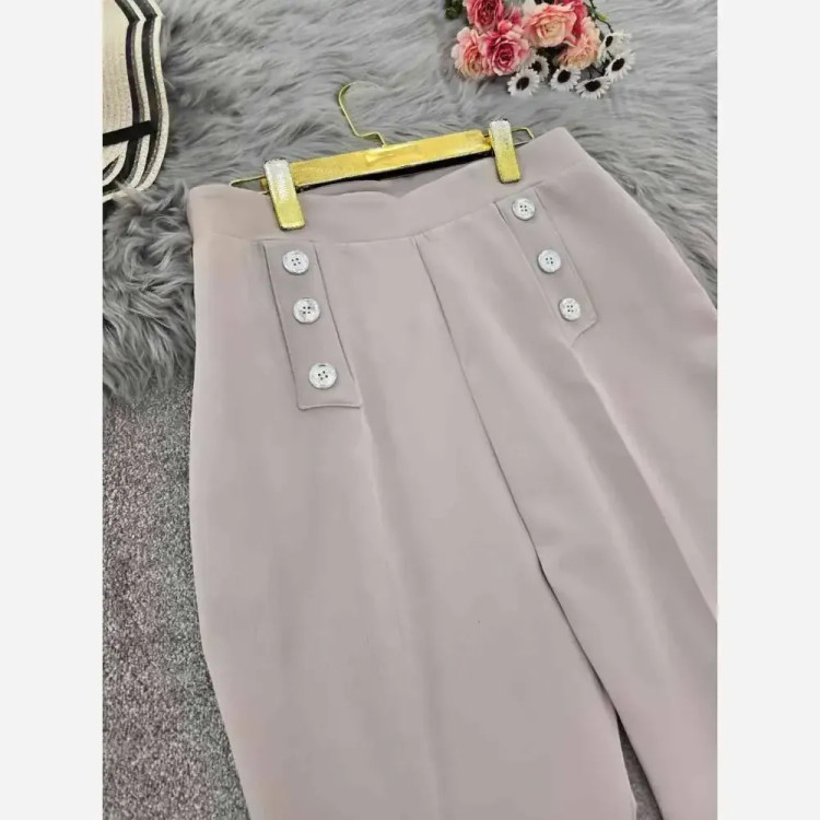 شلوار زنانه دمپا گشاد مازراتی کمر دکمه ای سایز 40 تا 50