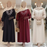 کفتان گلدوزی ترمه زنانه جنس شانتون فری سایز بلند مدل دکمه دار با کمربند