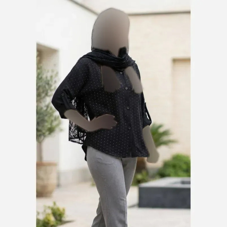 شومیز مجلسی زنانه جنس بزایاق مشکی نگیندار فری سایز