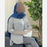 شومیز زنانه نخی راه راه مدل جیب صلیبی فری سایز خنک و سبک