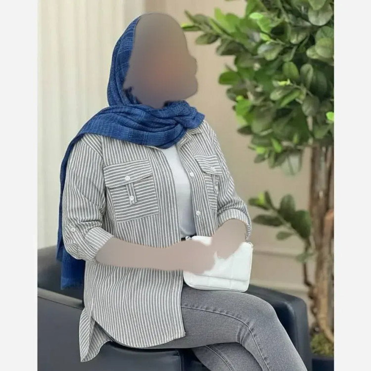 شومیز زنانه نخی راه راه مدل جیب صلیبی فری سایز خنک و سبک