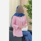 شومیز زنانه تترون راه راه مدل ستایش فری سایز تا 46