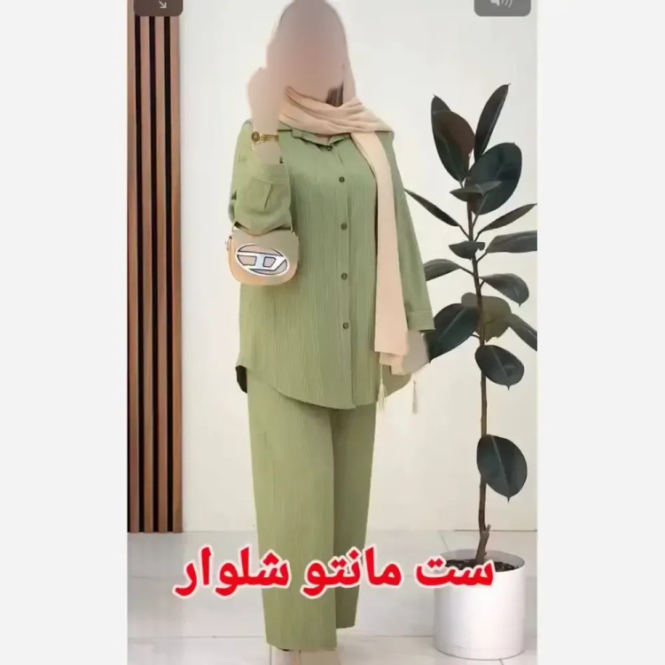 ست شومیز و شلوار زنانه جنس سوپر کراش درجه یک فری سایز