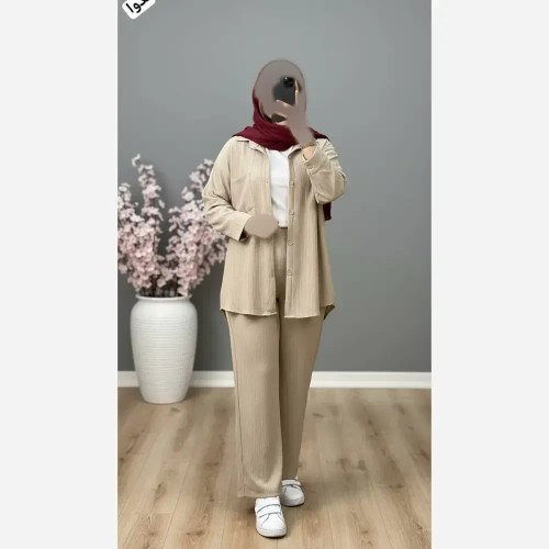 ست شومیز و شلوار زنانه جنس سوپر کراش درجه یک فری سایز