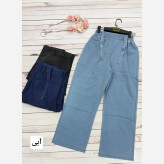 شلوار بگ جین کاغذی زنانه کمرکش قد 100 در 4 رنگ متنوع