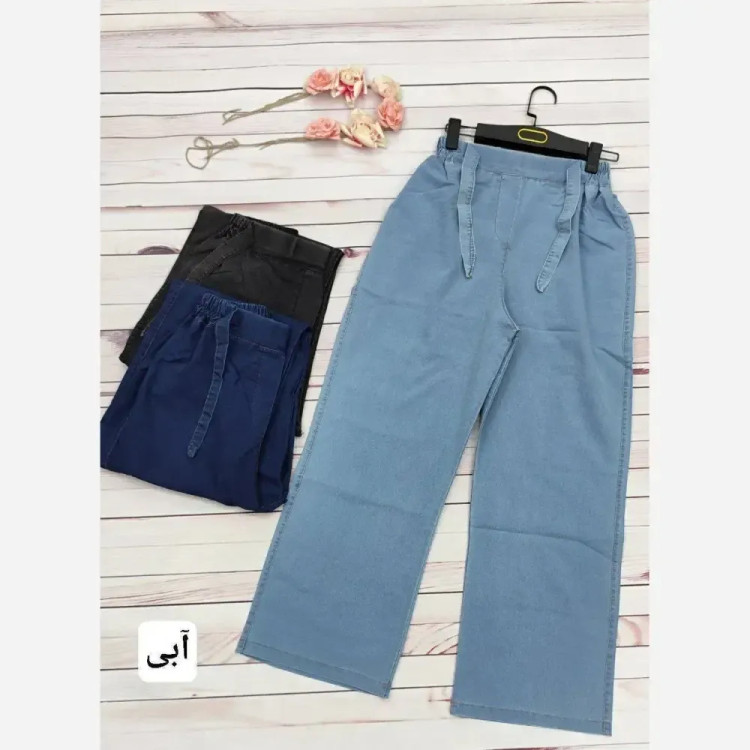 شلوار بگ جین کاغذی زنانه کمرکش قد 100 در 4 رنگ متنوع