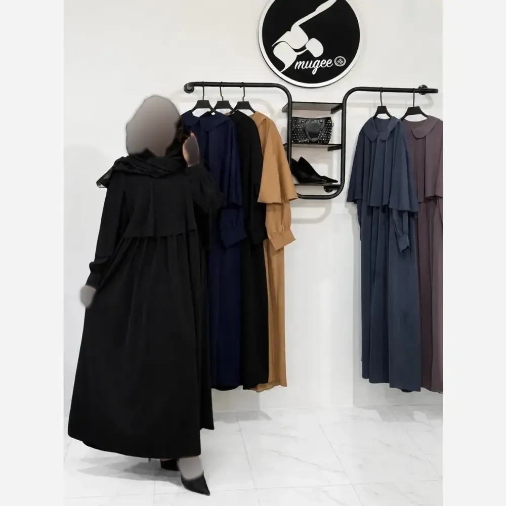 پیراهن عبایی دو تکه زنانه مدل آتریسا جنس الیزه فری سایز مناسب 38 تا 50 دارای زیپ شیردهی