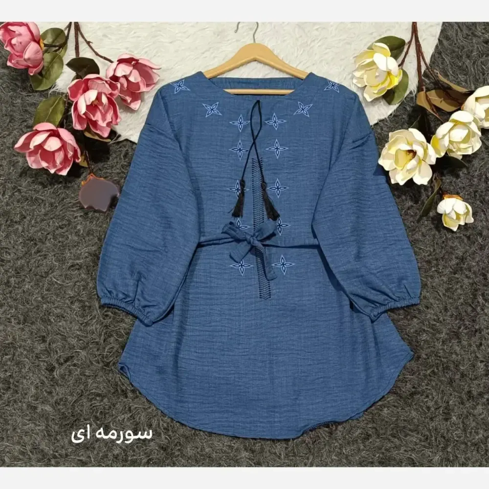 شومیز چاپی گلبرگ 124 جنس صوفیا درجه یک فری سایز 38 تا 48