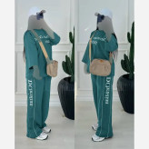 ست تیشرت و شلوار پنبه گلکسی کریستین دیور رنگی فری سایز زنانه