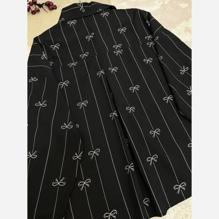 شومیز مهتا کرپ فلور ترک درجه یک فری سایز 38-48 مشکی دوخت مزونی خنک و سبک