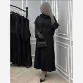 ست کت و سارافون مجلسی زنانه مدل آوان با کت سنگدوزی شده و کمربند مازراتی فری سایز مشکی