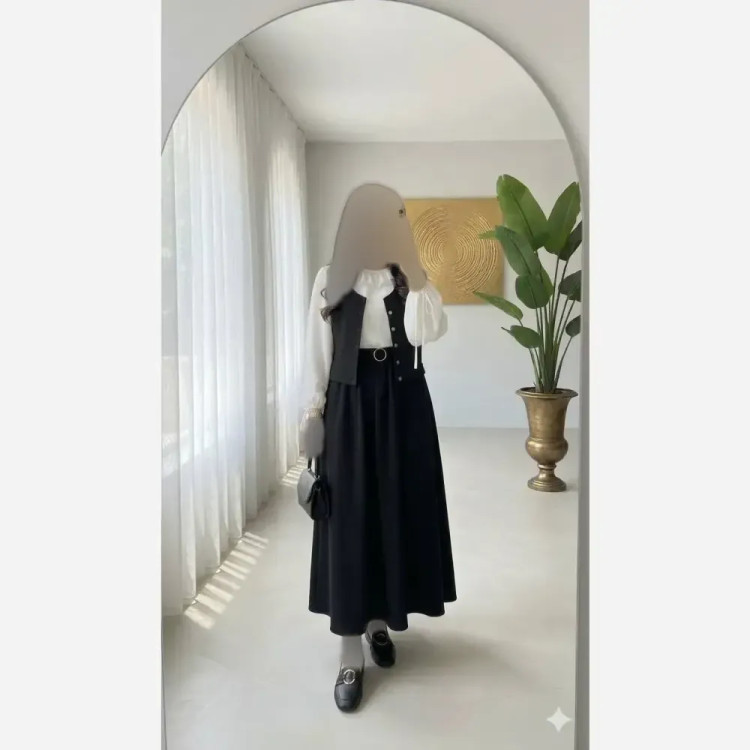 ست 4 تیکه مزونی پرنیان شومیز ژیله دامن کمربند کرپ بزایاق مازراتی دبل زنانه فری سایز