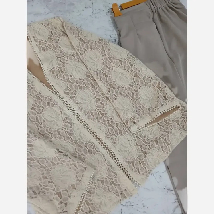 ست کت و دامن ندا لینن نچرال فری سایز تا 48 قد دامن 94 قد کت 65