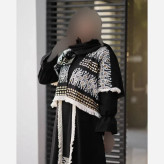 ست دوتیکه پانچ و پیراهن زنانه جنس لنین و کرسپو سوزن دوزی هندی رنگ مشکی قد 120