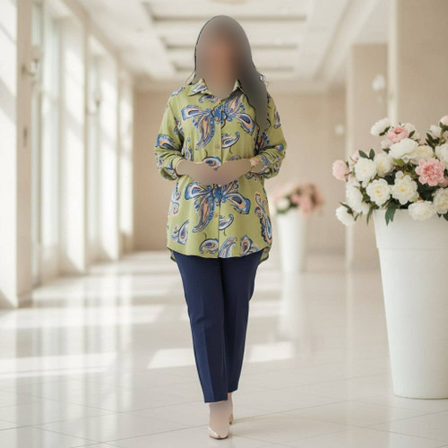 شومیز مانتویی زنانه مدل پروانه جنس لنین درجه یک فری سایز