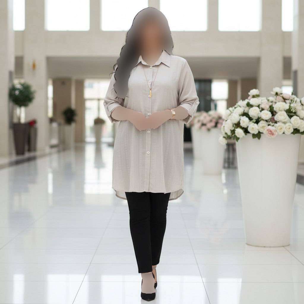 شومیز مانتویی زنانه مدل صبا جنس حریر طرحدار درجه یک ریزش دار فری سایز