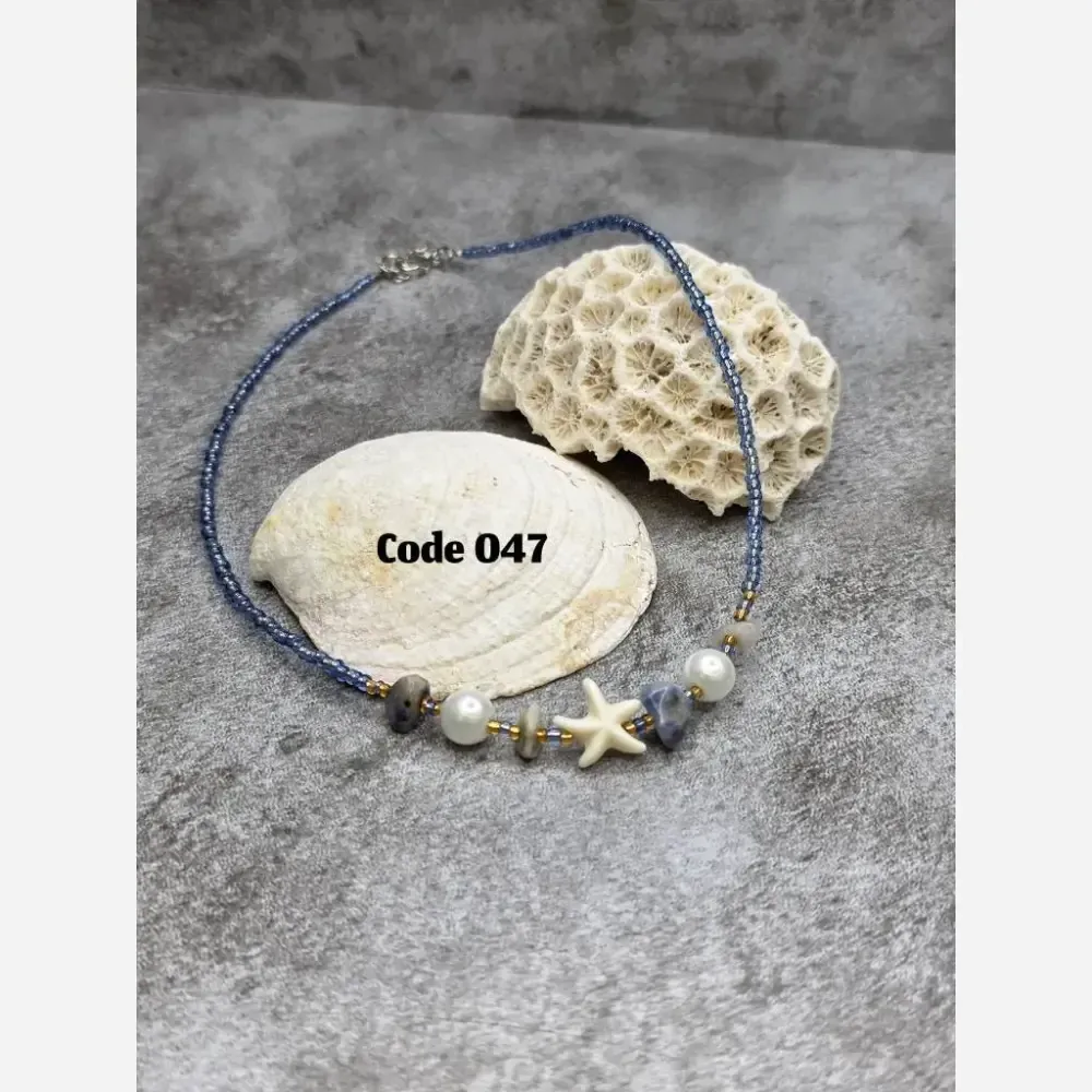 گردنبند ساحلی مرواریدی با آویز ستاره دریایی مدل code047