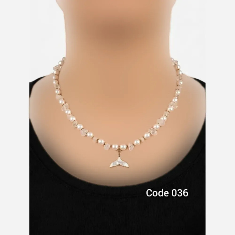 گردنبند مروارید رنگ ثابت و ضد حساسیت مدل code036