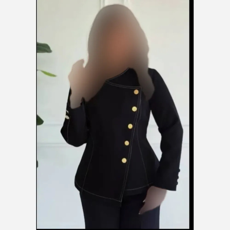 کت و شلوار زنانه مدل لاله جنس کرپ مازراتی رنگ مشکی