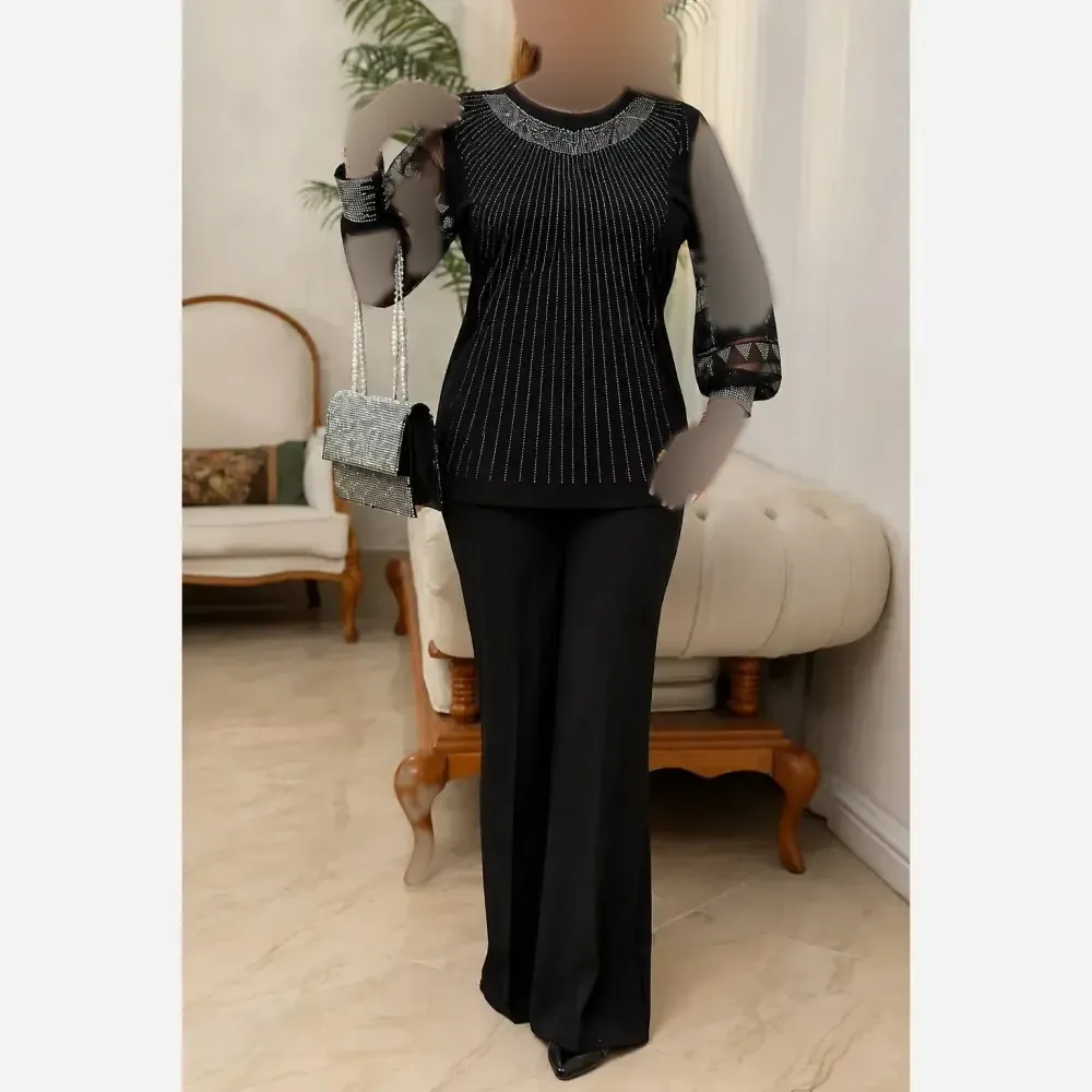 شومیز زنانه مجلسی مشکی جنس ویسکوز پنبه ای سایز فری 38 تا 50