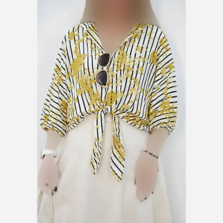 شومیز گره ای زنانه سوپر نخ خارجی فری سایز رنگارنگ