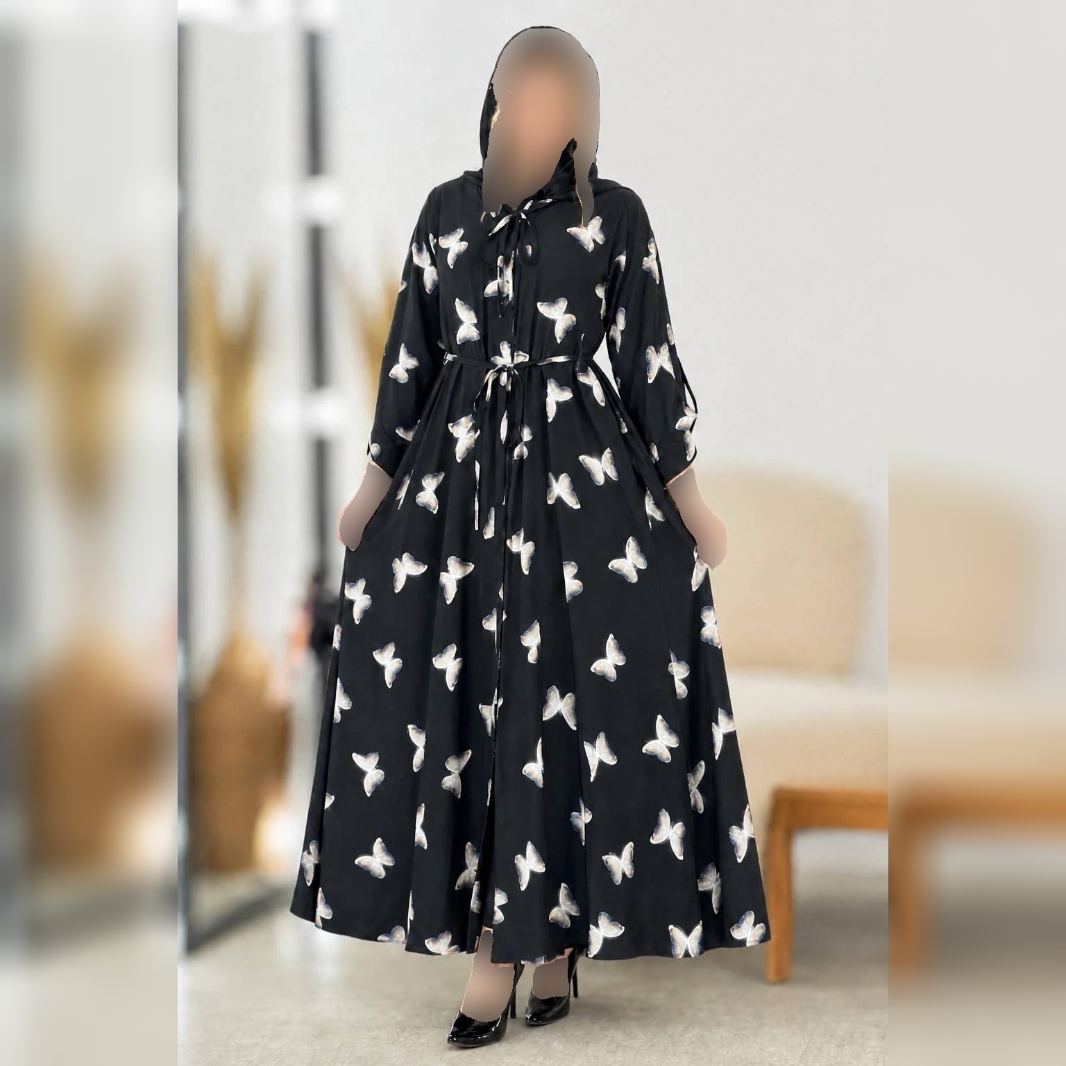 پیراهن ساحلی بوگاتی درجه یک رنگ قلبی پروانه سفید پروانه صورتی کهکشانی