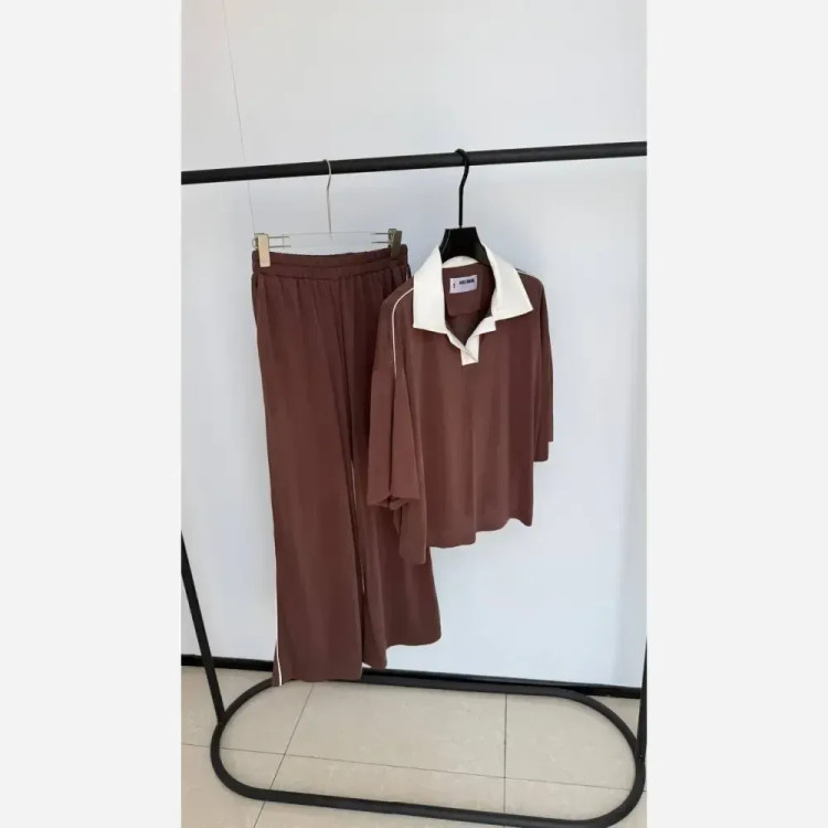 ست تیشرت و شلوار زنانه تابستانی جنس اوشو فری سایز