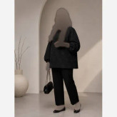 مانتو زنانه مدل نگار جنس ژاکارد نخپنبه فری سایز مناسب محرم و مجلسی