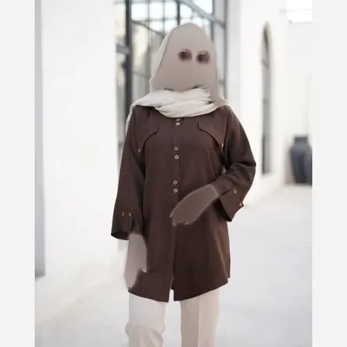 شومیز زنانه دکمه چوبی جنس شانتو اسلپ خنک سایز بزرگ