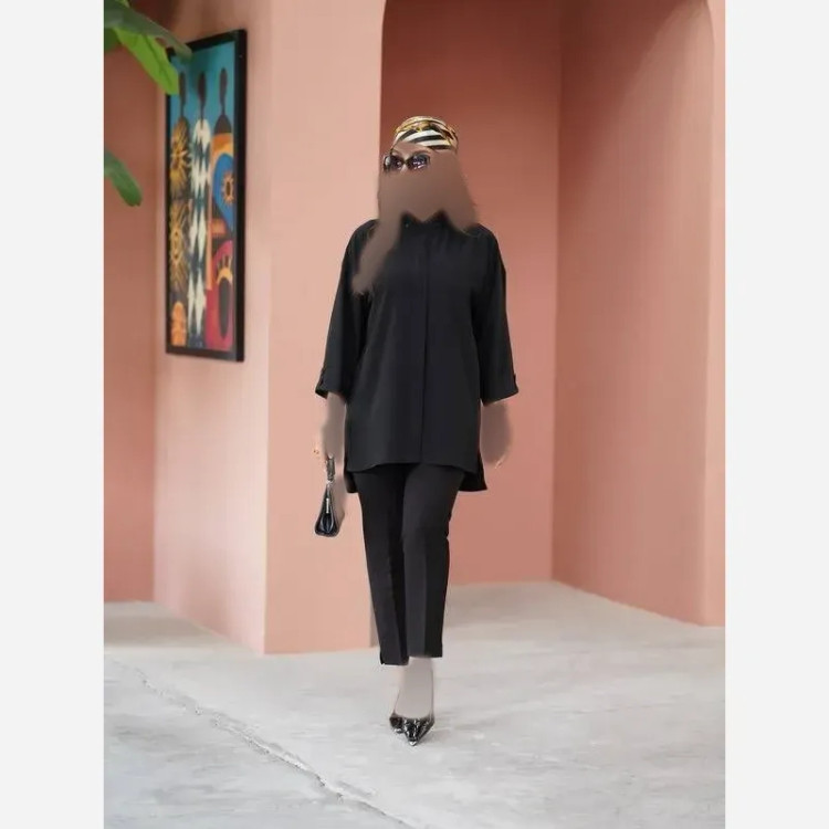 شومیز زنانه مدل دلارام یقه ایستاده پارچه سوپر الیزه سایزبندی بزرگ