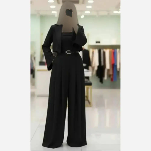 ست کت و اورال زنانه مدل سودا جنس مارراتی نخ توییست رنگ مشکی سایز 38 تا 48