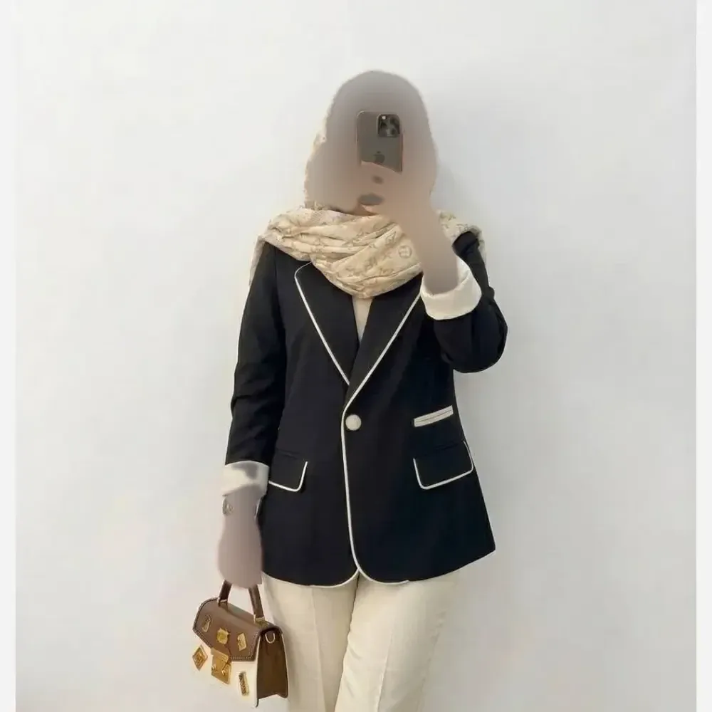 کت مزونی زنانه مدل سروه جنس مازراتی درجه یک رنگ مشکی و سورمه ای